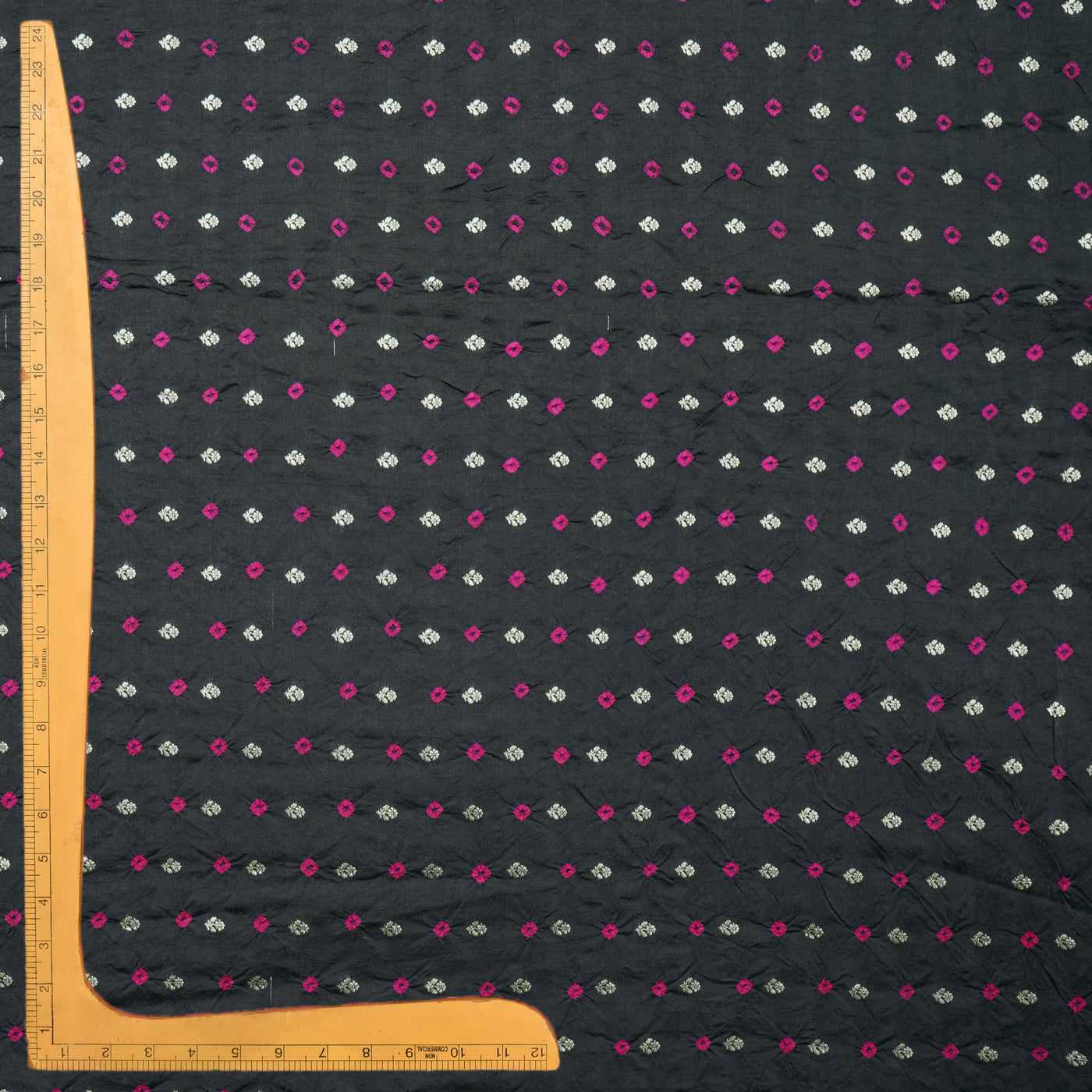 Black Bhandhini Silk Fabric
