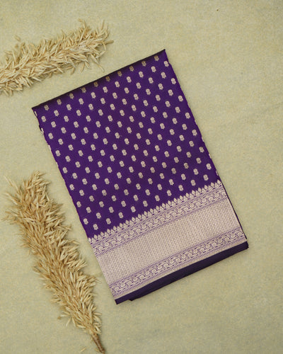 Violet Banarasi Silk Saree with Small Zari Butta Design