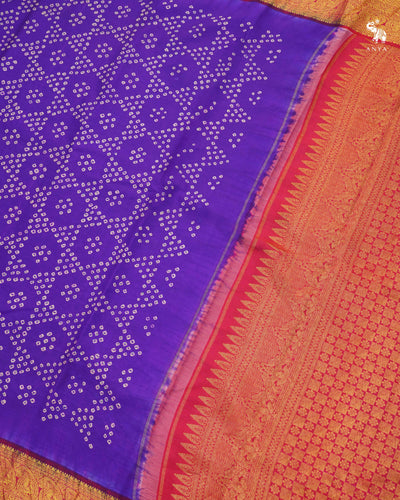 Violet Kanchi Bandhini Silk Saree
