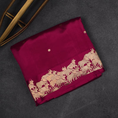 Arakku Pink Banarasi Silk Saree with Zari Butta Design