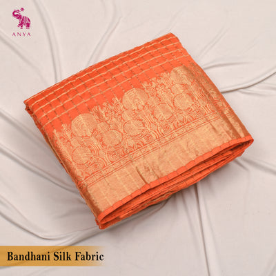 Orange Banarasi Bhandhini Fabric with Zari Kattam Design