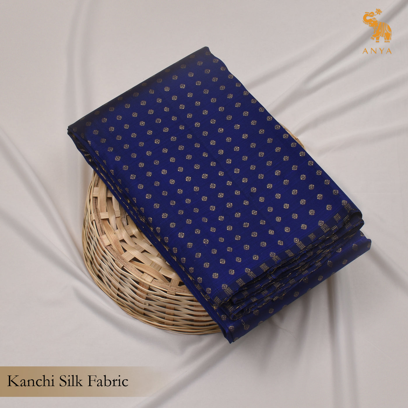 Ms Blue Kanchi Silk Fabric with Kamalam Zari Butta Design