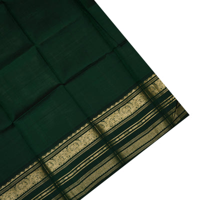 Elaichi Green Eco Print Kanchi Silk Saree with Bottle Green Getti Self Pallu