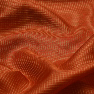Orange Zari Checks Tussar Silk Saree with Rani Arakku Kanchi Silk Pallu and Blouse