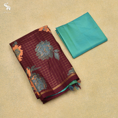 V Pakku Printed Kanchi Silk Saree with Zari Kattam and Floral Print Design