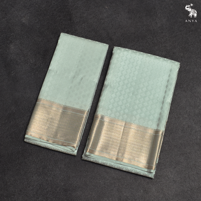 Baby Blue Kanchi Silk Dhoti with Baby Blue Kanchi Silk Angavastram