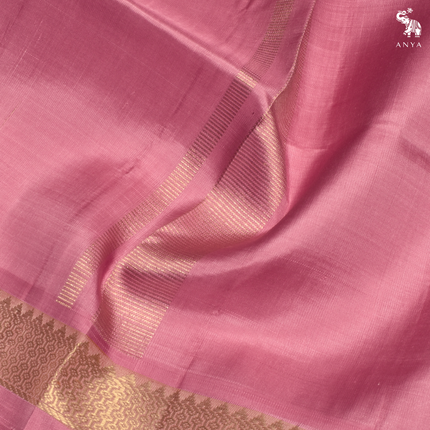 Pink Kanchi Silk Kids Dhoti with Golden Zari Border