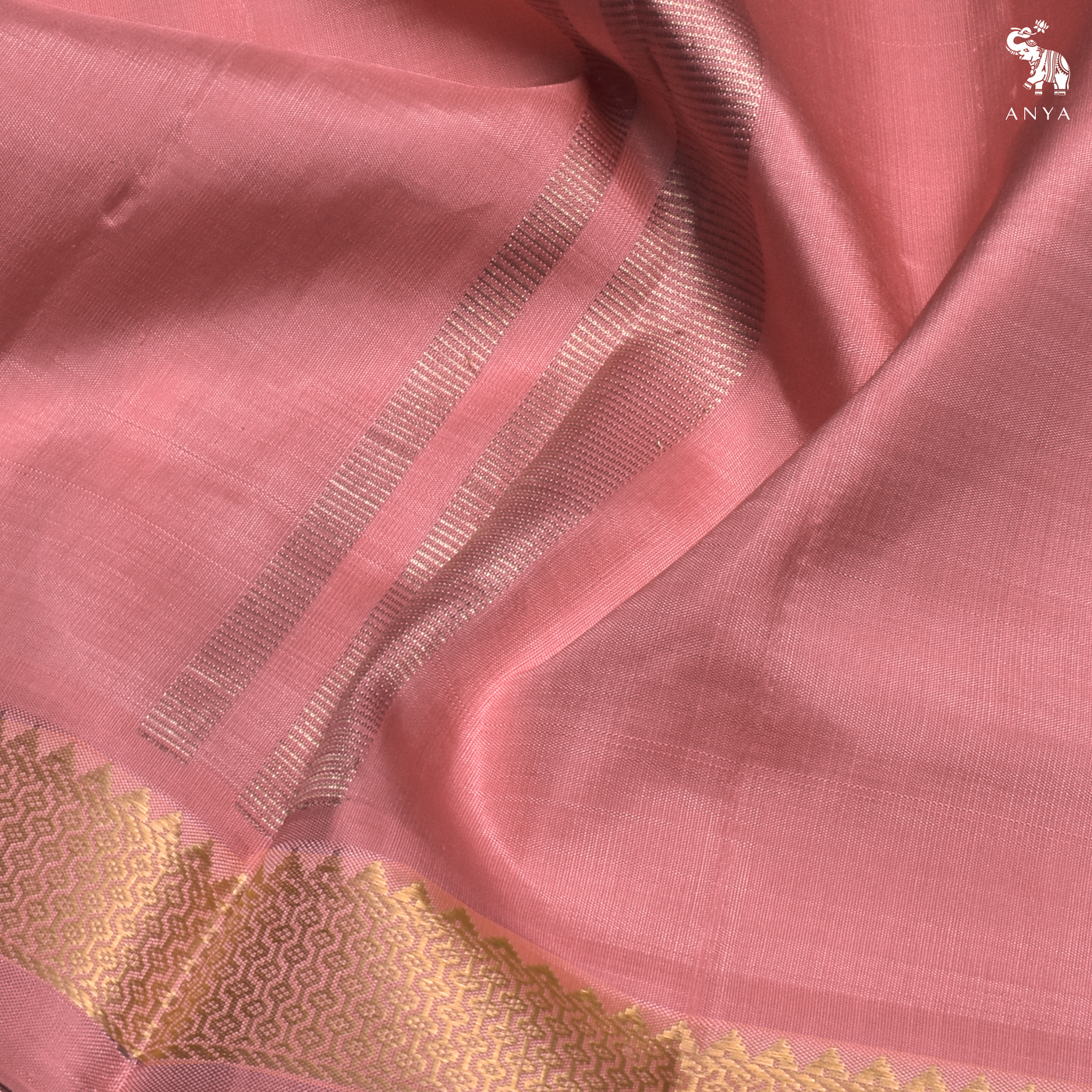 Pink Kanchi Silk Kids Dhoti with Golden Zari Border