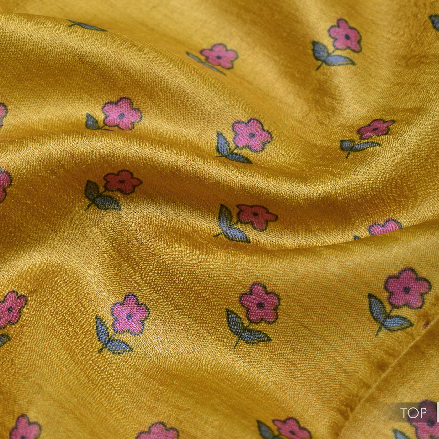 Mustard Tussar Silk Salwar with Grey Floral Print Dupatta