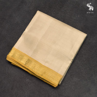 Off White Kanchi Silk Dhoti with Off White Kanchi Silk Anghavastram