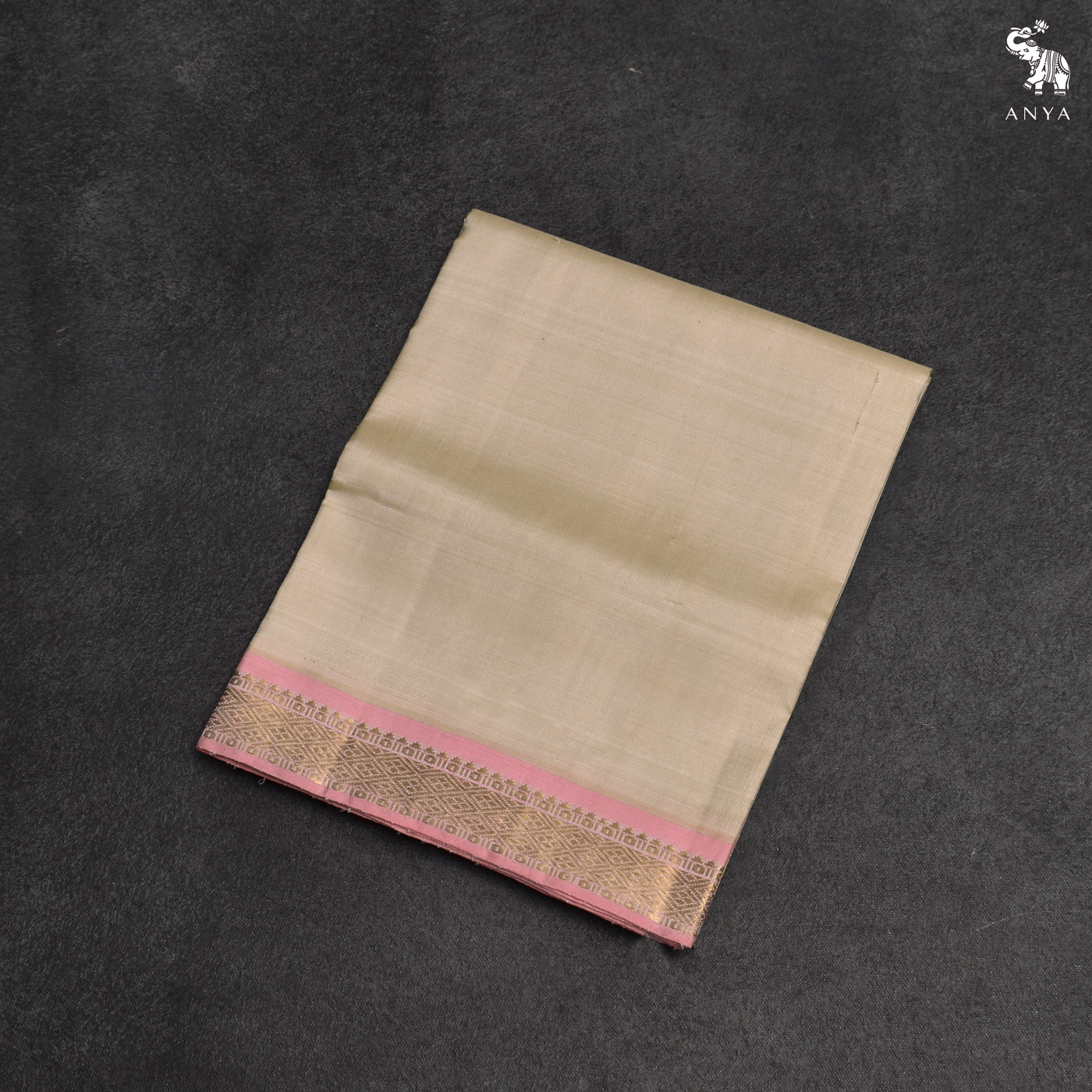 Off White Kanchi Silk Dhoti with Pink Zari Border