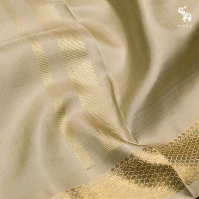 Off White Kanchi Silk Dhoti with Gold Zari Border