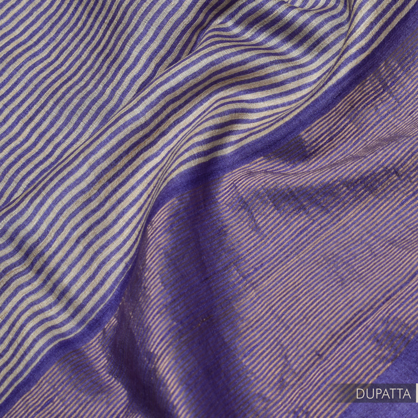 Lavender Tussar Silk Salwar with Lavender and Off White Stripes Dupatta