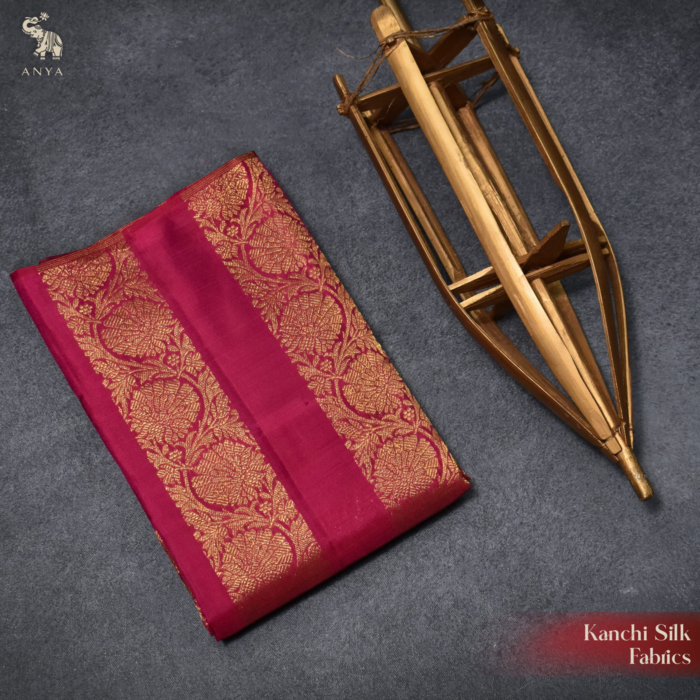 Rani Thakkali Kanchi Silk Fabric with Kodi Creeper Design