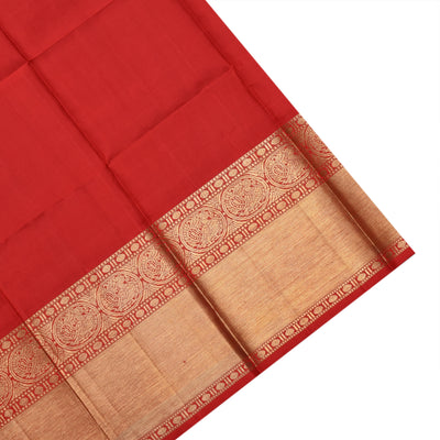 Apple Green Zari Checks Tussar Silk Saree with Arakku Thakkali Kanchi Silk Pallu and Blouse