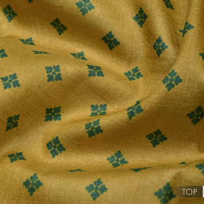 Yellow Tussar Silk Salwar with Yellow Floral Print Dupatta