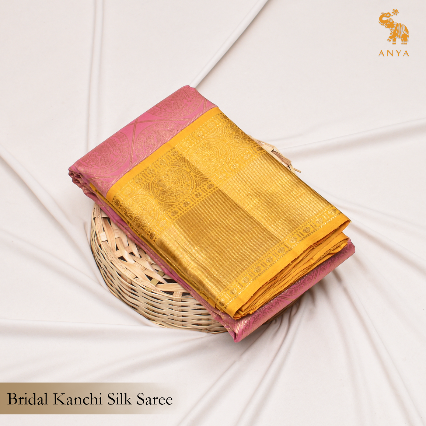 Lotus Pink Kanchipuram Silk Saree with Round Zari Butta Design