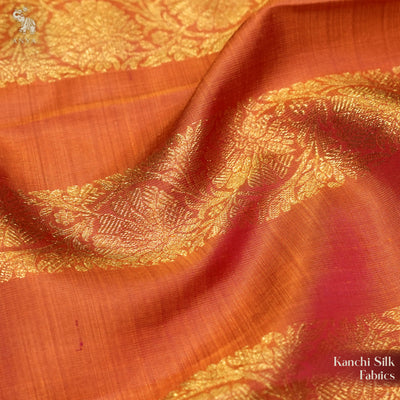 Rust Kanchi Silk Fabric with Kodi Creeper Design