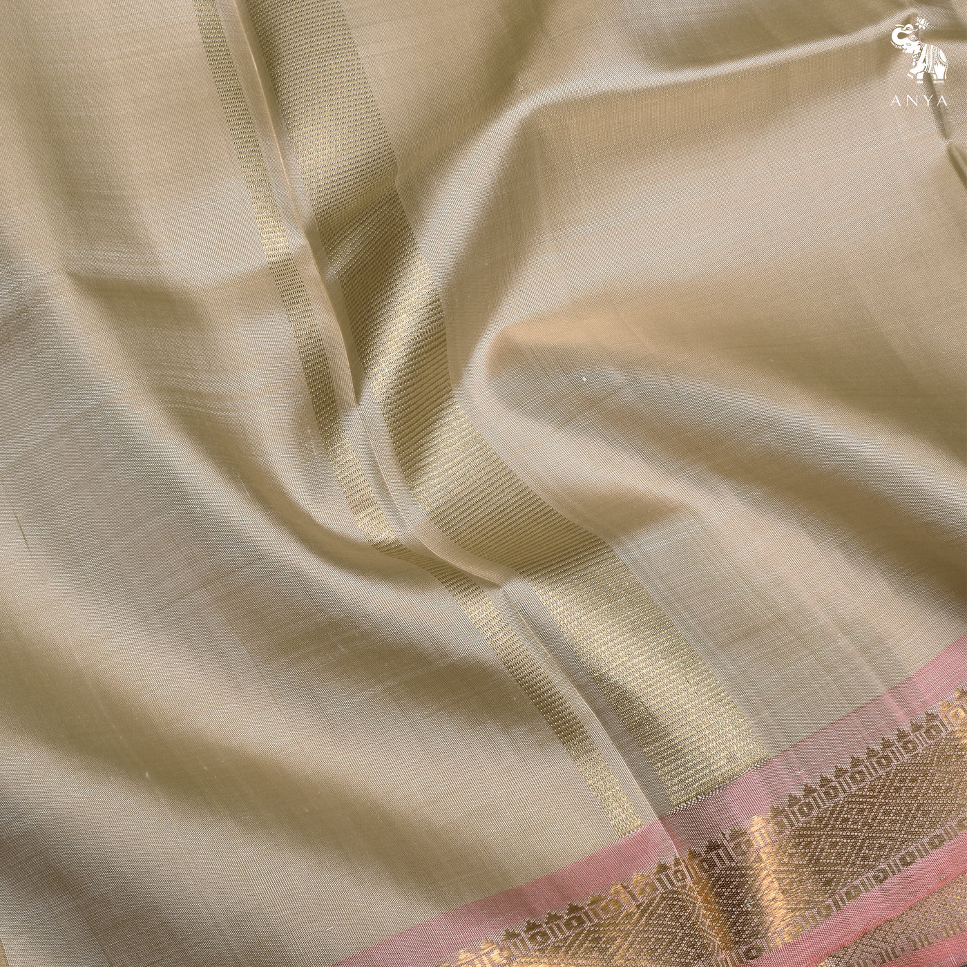 Off White Kanchi Silk Dhoti with Pink Zari Border