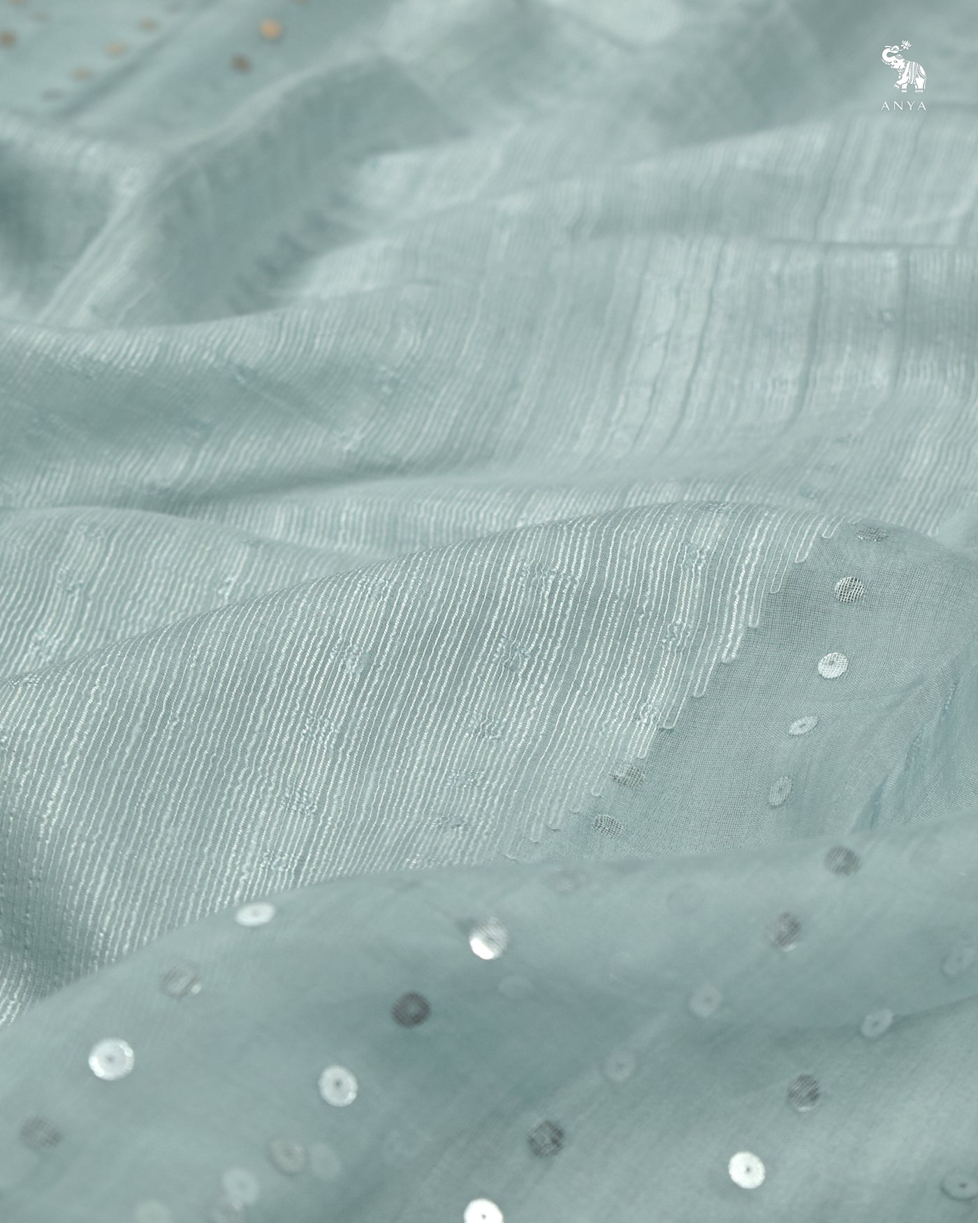 Powder Blue Matka Organza Sequins Saree