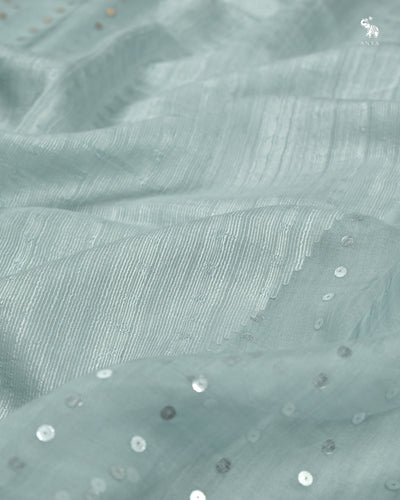 Powder Blue Matka Organza Sequins Saree