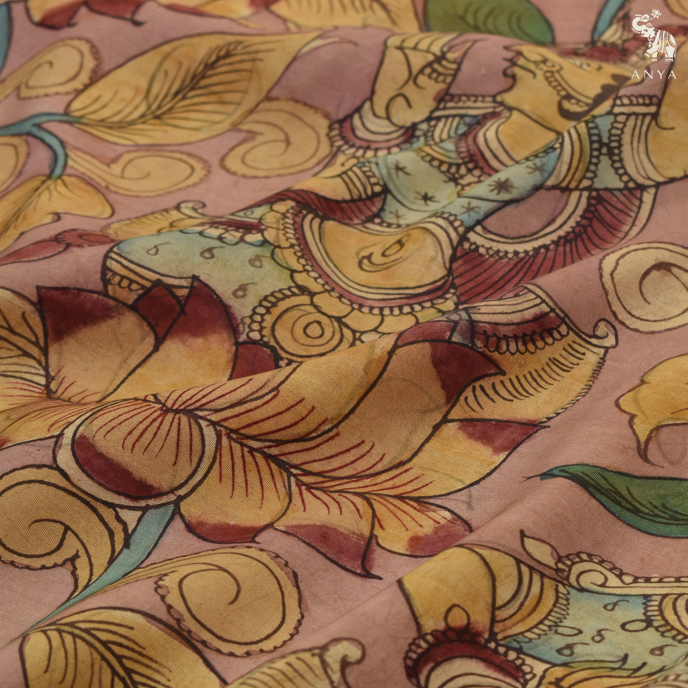 Onion Pink Pen Kalamkari Silk Saree