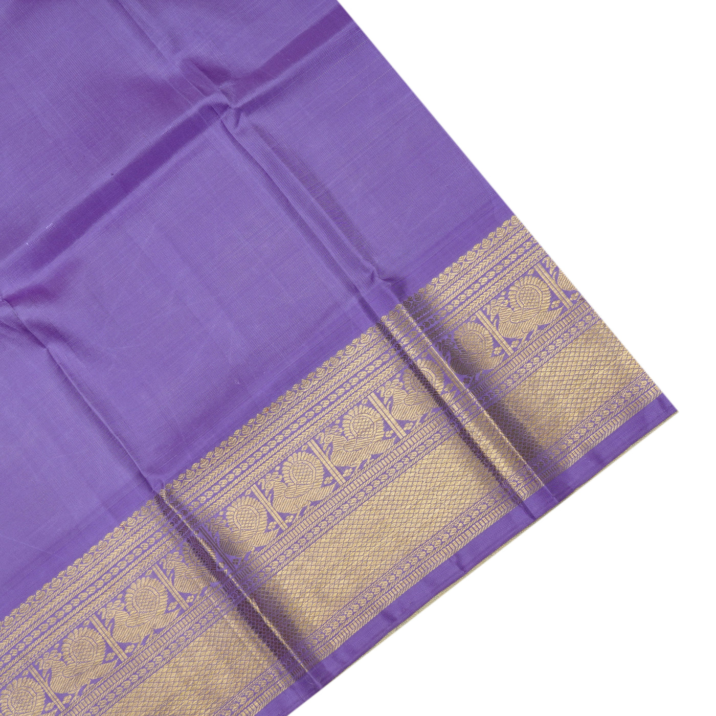 Off White Eco Print Kanchi Silk Saree with Lavender Getti Self Pallu