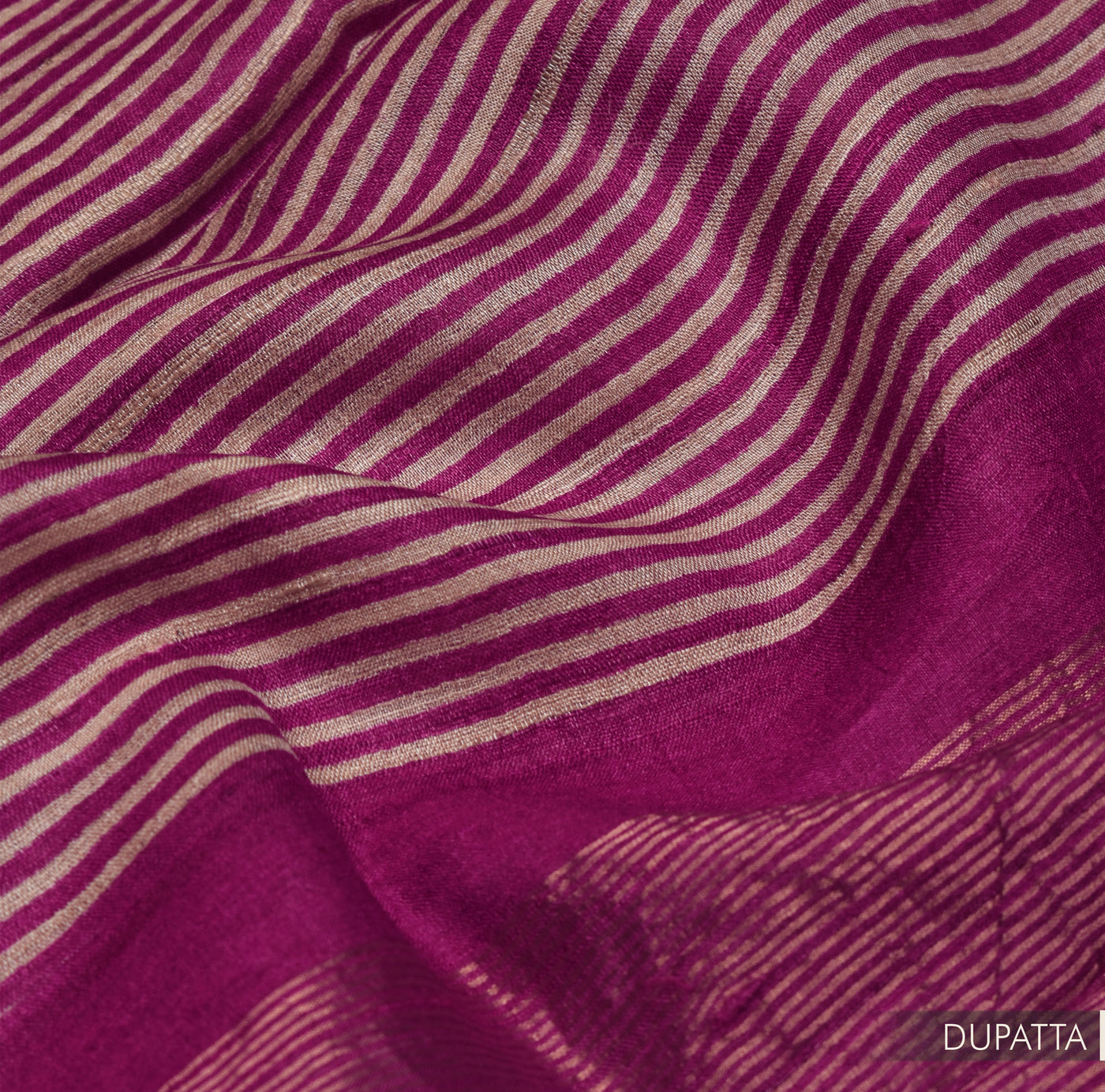 Magenta Tussar Silk Salwar with Off White and Magenta Stripes Dupatta