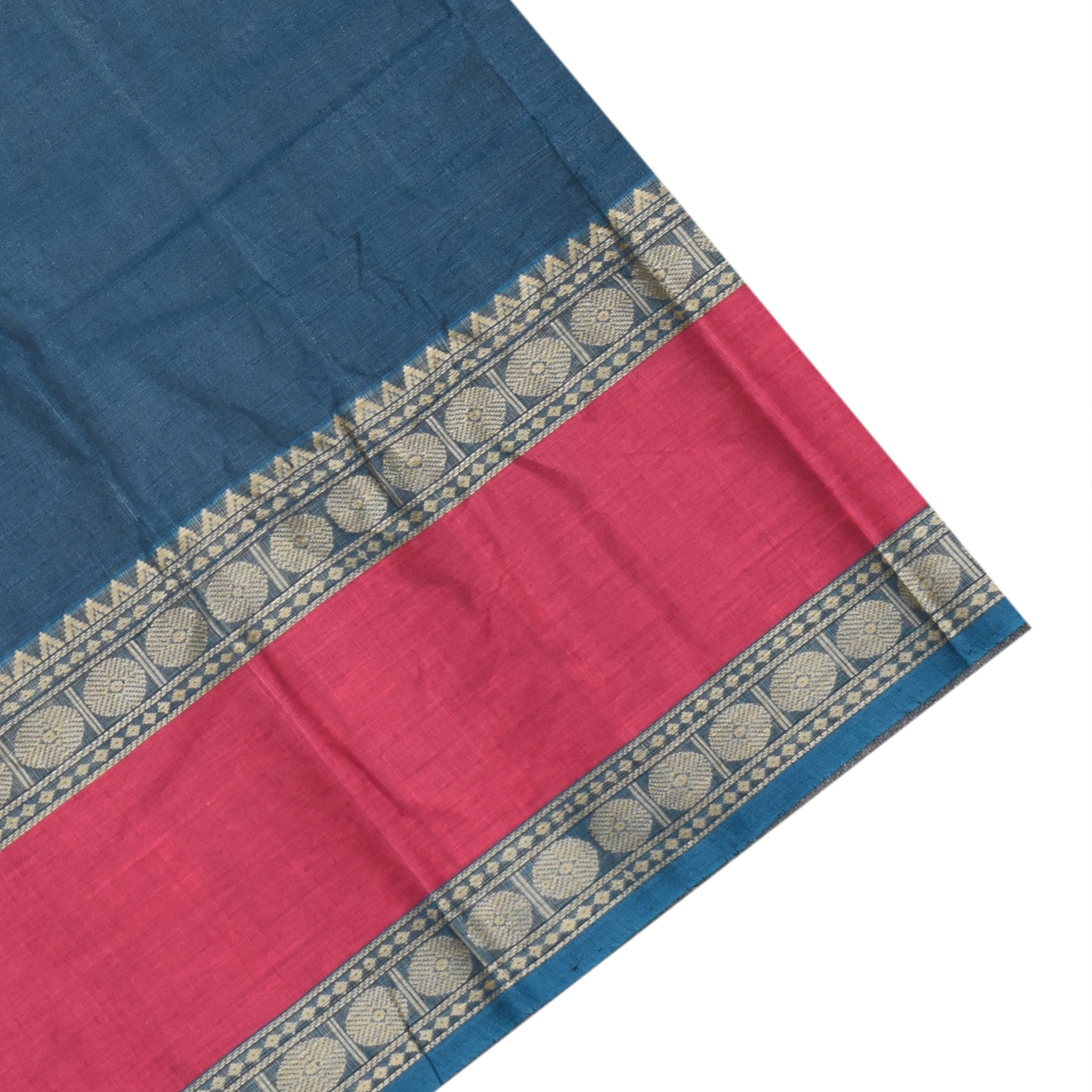 Peacock Blue Kanchi Cotton Saree with Thread Butta Design