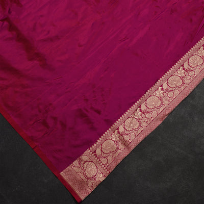 Pink Banarasi Silk Saree with Floral Creeper Design