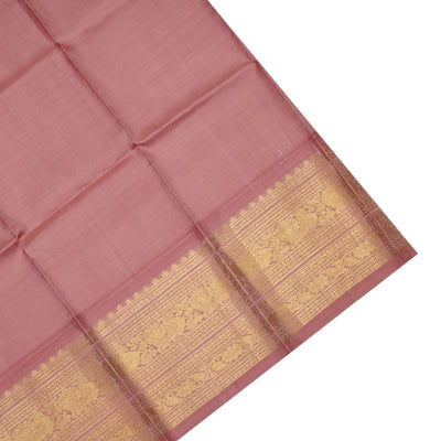 Off White Eco Print Kanchi Silk Saree with Onion Pink Getti Self Pallu