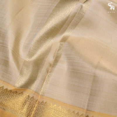 Off White Kanchi Silk Dhoti with Mustard Zari Border