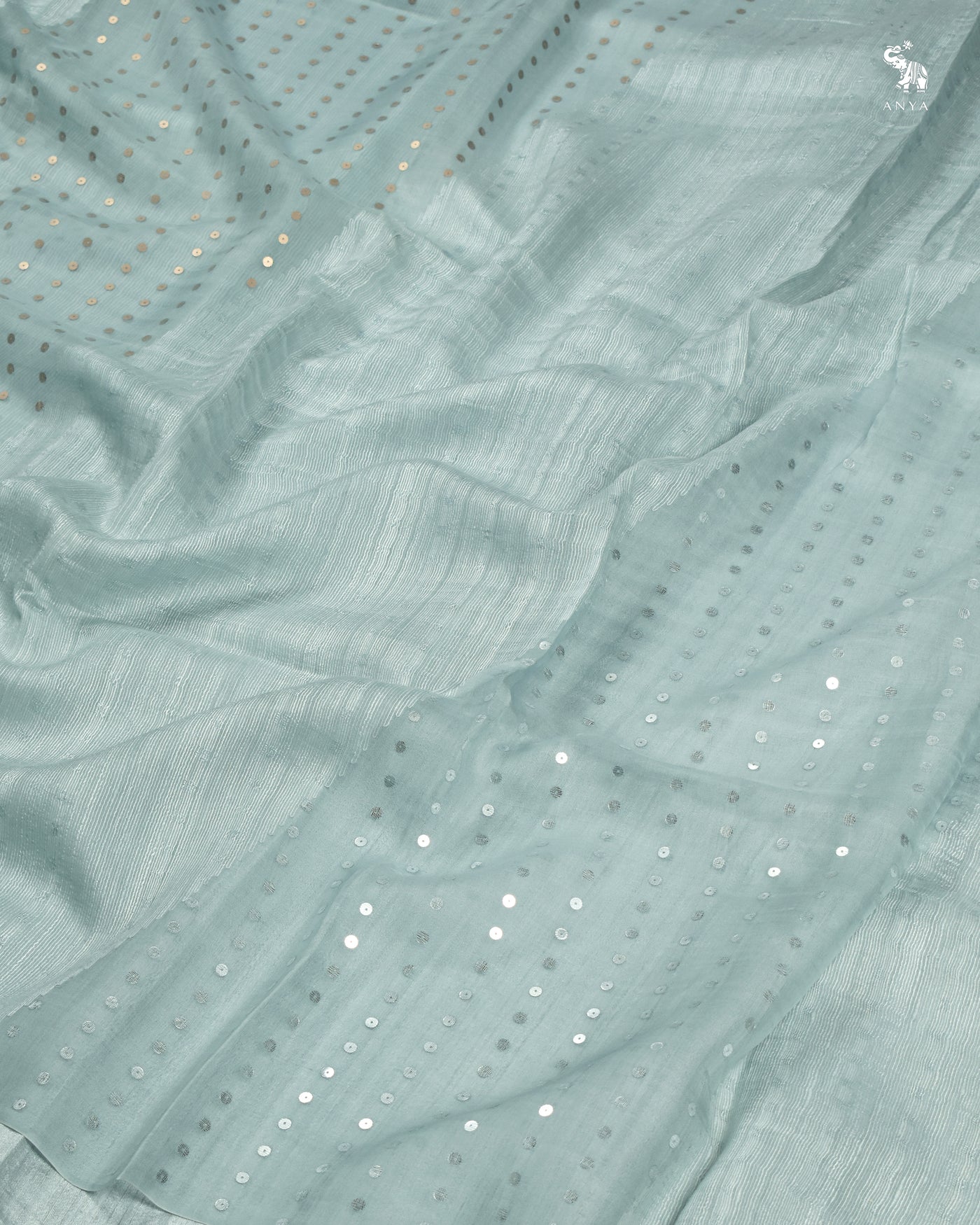 Powder Blue Matka Organza Sequins Saree