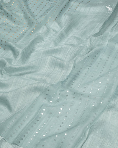 Powder Blue Matka Organza Sequins Saree