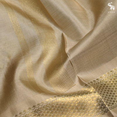 Off White Kanchi Silk Dhoti with Gold Zari Border