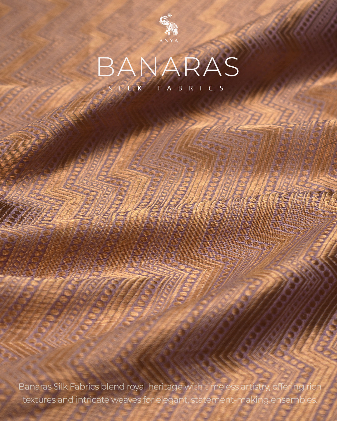 Lilac Tissue Banarasi Silk Fabric with Zig Zag Design