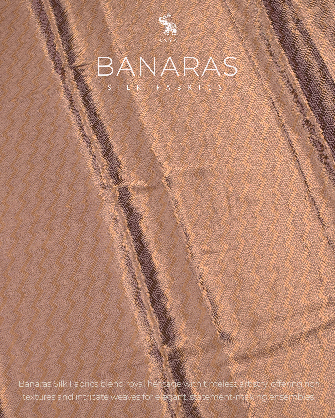 Lilac Tissue Banarasi Silk Fabric with Zig Zag Design