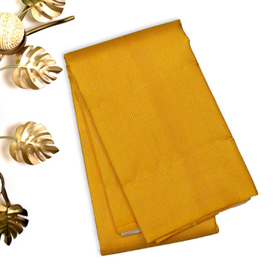 Mustard Kanchipuram Silk Saree with Small Zari Checks Design