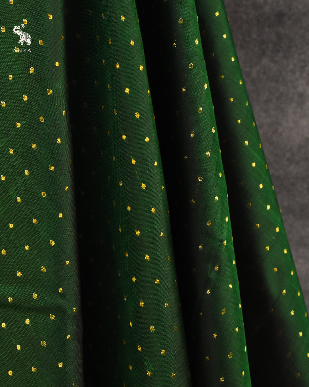 Bottle Green Kanchi Silk Fabric with Lakshadeepam Design
