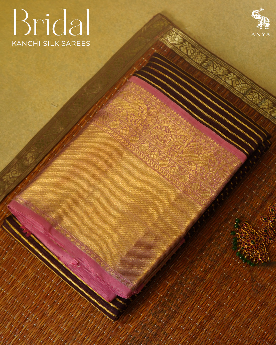 V Pakku Kanchi Organza Silk Saree with Zari Stripes Design