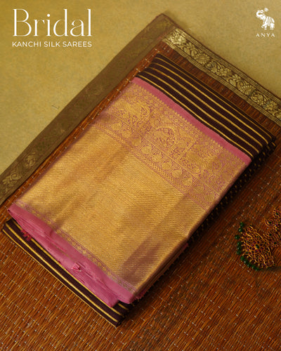 V Pakku Kanchi Organza Silk Saree with Zari Stripes Design