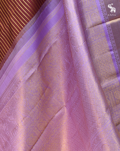 V Pakku Kanchipuram Silk Saree with Zari Kattam Design