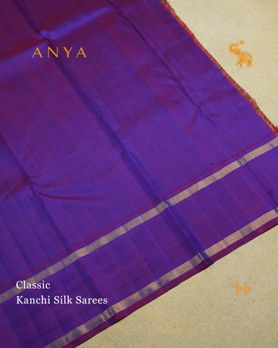 Peacock Blue Kanchi Silk Saree with Chain Dots Design