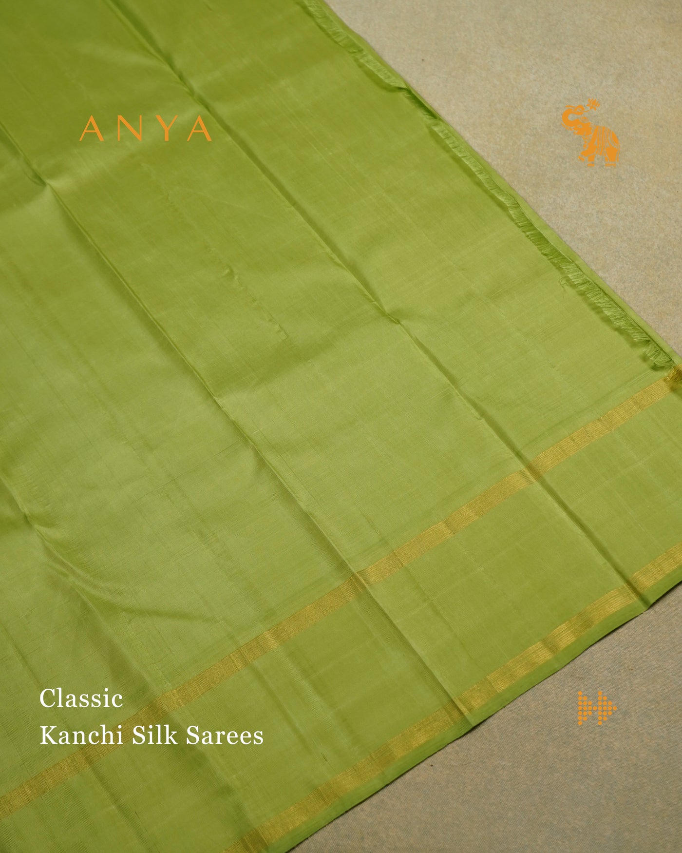 Pista Green Kanchi Silk Saree with Chain Dots Design