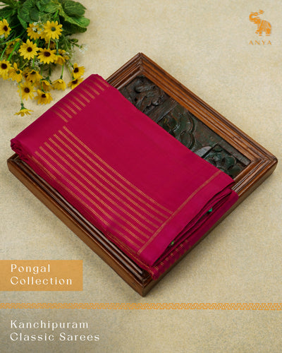 Rani Pink Kanchipuram Silk Saree with Box Zari Design
