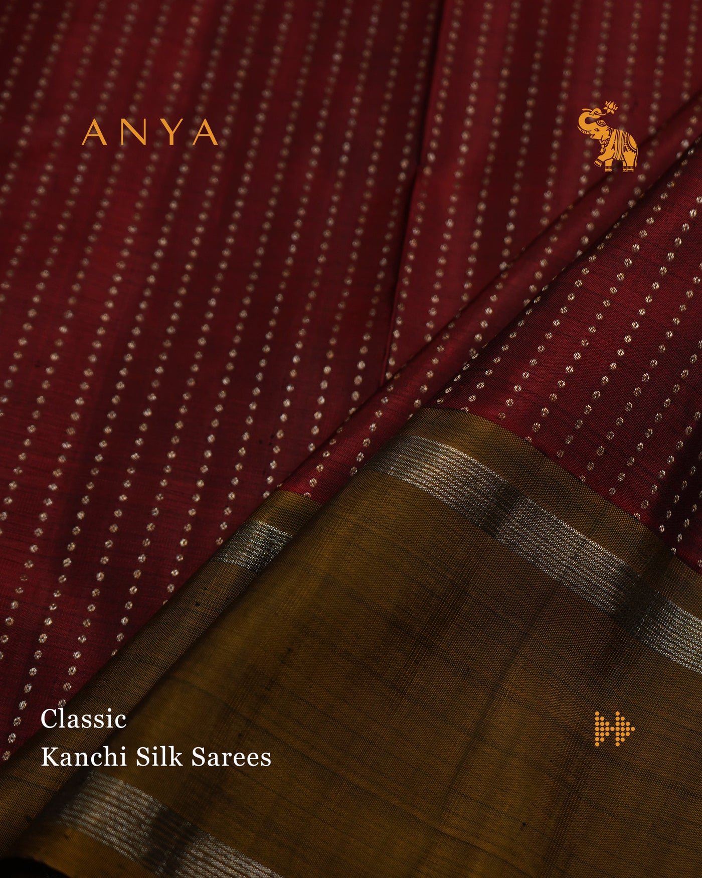 Maroon Kanchi Silk Saree with Chain Dots Design