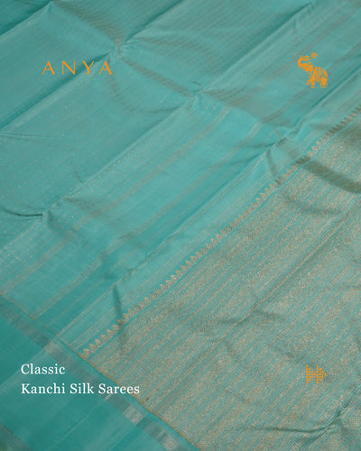 Blue Kanchi Silk Saree with Chain Dots Design