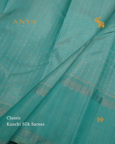 Blue Kanchi Silk Saree with Chain Dots Design