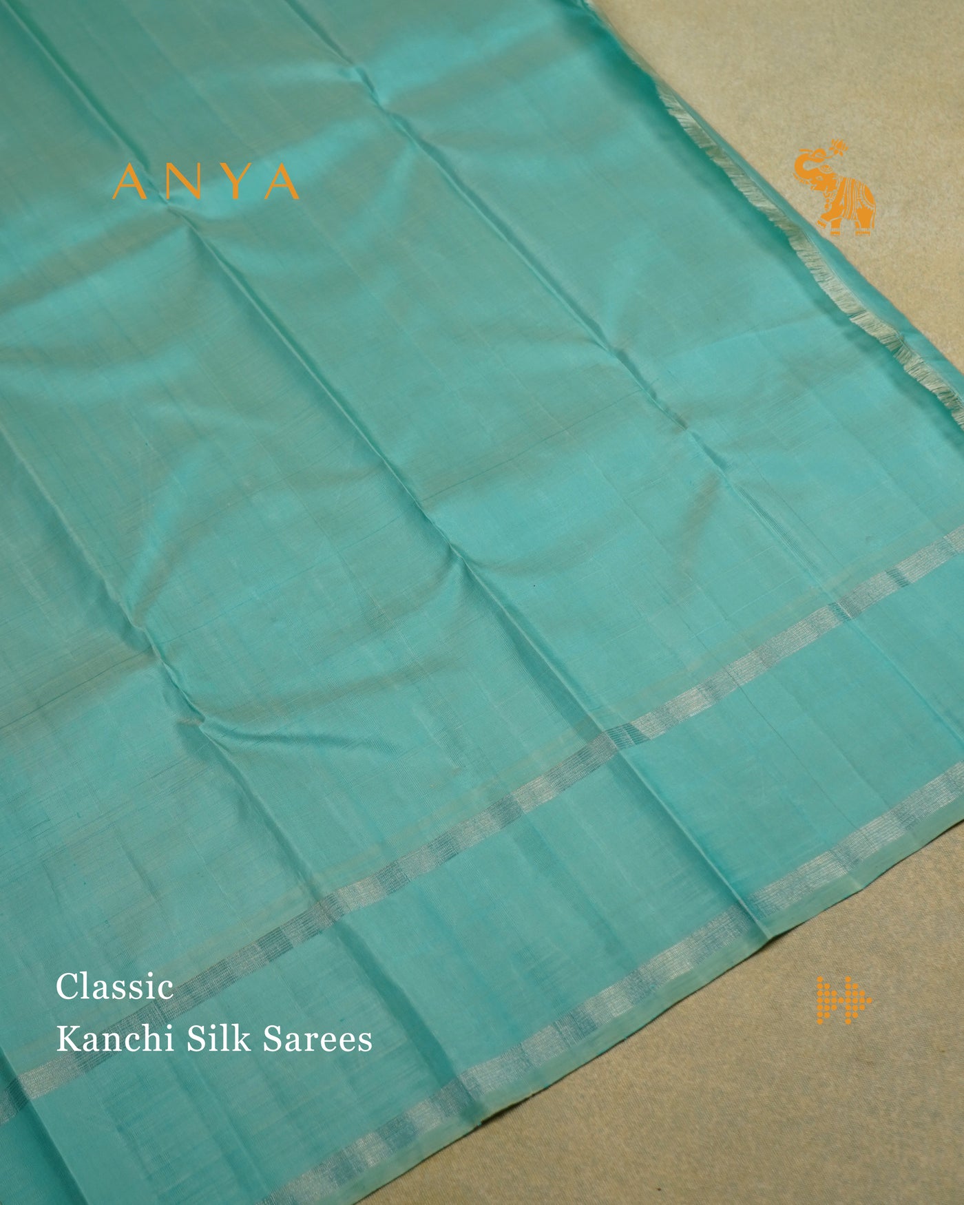 Blue Kanchi Silk Saree with Chain Dots Design