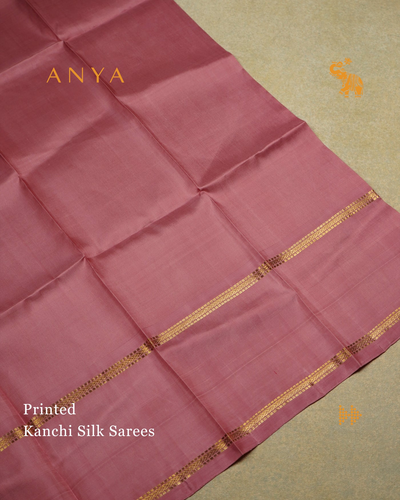 Onion Pink Printed Kanchi Silk Saree with Floral Printed Design